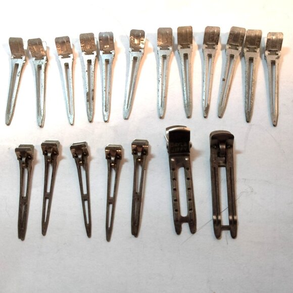 Vintage Metal Hair Clips Duckbill Prong Tip Top Gayla Jiffy Lady Ellen Lot 20 - Picture 1 of 16